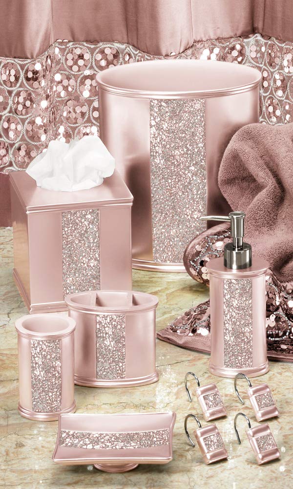 Popular Bath Sinatra Blush curtain Classic Luxury Window curtain Contemporary Decor Blush color Unique Design Stylish Bathroom Window Curtain (36" x 54" each) set of 2 Tie Decor Bling Mosaic - Image 2