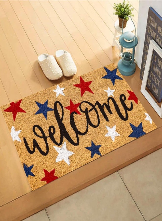 Whaline Patriotic Natural Coir Door Mat 4th of July Red Blue White Star Welcome Doormat Non-Slip Entrance Door Rugs for 250th Anniversary Independence Day Home Decor, 16.5 x 29 Inch - Image 5