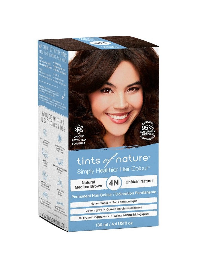 tints of nature 4N Natural Medium Brown Permanent Hair Dye Nourishes Hair And Covers Greys Ammoniafree 130Ml - Image 3