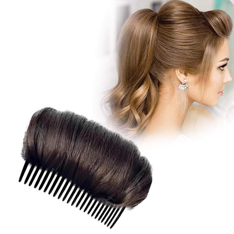 1PC Volume Up Hair Base Hair Accessories Bump It Up Hairstyle Clip Bun Maker for Women Volume Insert Hair Bump Up Tool for Short Long Hair DIY Dark brown