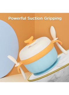 R for Rabbit Safe Feed Storage Baby Feeding Meal Bowl Set With Spoon And Fork For Baby | 304 Stainless Steel Multi-Functional Snack/Fruit Box 350 Gram Capacity (Blue)  - Image 3