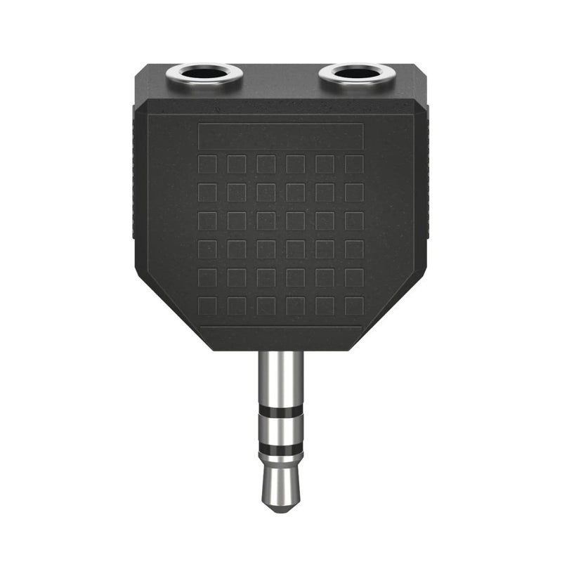 Hama Audio Adapter, 3.5 mm Jack Plug - 2 x 3.5 mm Jack Socket, Stereo- Black - Image 1