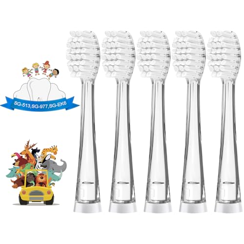 TEETECK 5 Pack Kids Toothbrush Replacement Heads Compatible with SEAGOSG977SG513SG2139Compatible with BrushBaby WildOnesKIDZSONICNot BabySonic SeriesCompatible with DadaTechDTBB1 DTK6 - Image 2