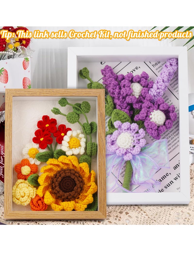 مجموعة الكروشيه للمبتدئين - مجموعة كروشيه - مجموعة باقة الكروشيه مع إطار صور - خيوط - خطافات -Markers تعليمية - حشوات ألياف - أسلاك زهور - فكرة هدية ليوم الحب أو عيد الأم - دوار الشمس - Image 4