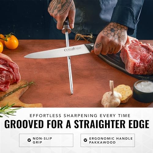 Cutluxe Honing Rod, Professional Knife Sharpener Rod – 10" Honing Steel – Ergonomic Handle Design, Grilling Gifts for Men – Artisan Series - Image 3
