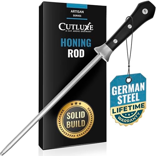 Cutluxe Honing Rod, Professional Knife Sharpener Rod – 10" Honing Steel – Ergonomic Handle Design, Grilling Gifts for Men – Artisan Series - Image 1