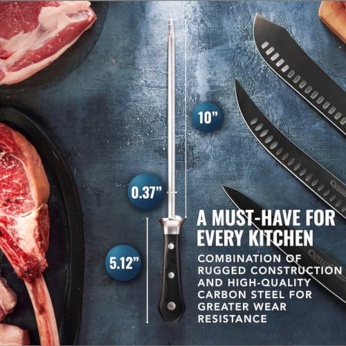 Cutluxe Honing Rod, Professional Knife Sharpener Rod – 10" Honing Steel – Ergonomic Handle Design, Grilling Gifts for Men – Artisan Series - Image 4