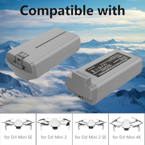 MVMOD بطارية MVMOD ميني 4K/ميني 2 2Pack مع محطة شحن، بطاريات ذكية لـ DJI ميني SE مع محور شحن ثنائي الاتجاه، بطارية قابلة لإعادة الشحن 2400mAh 7.7V 31 دقيقة زمن الطيران - Image 2