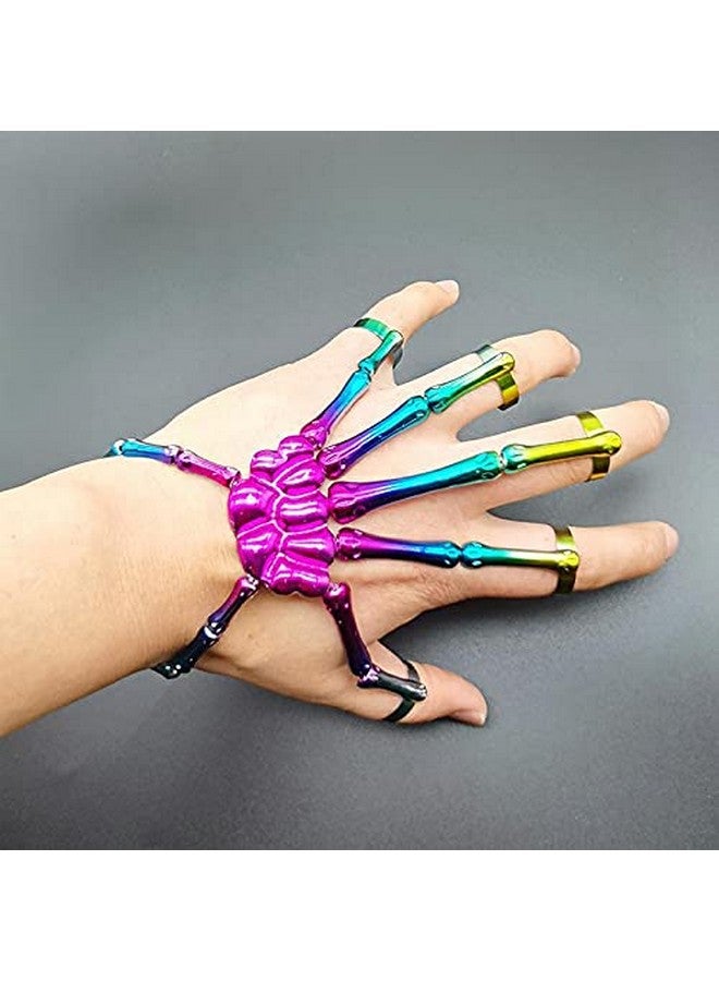 سيثر سوار هيكل معدني إكسسوارات الهالوين سوار إصبع قوطي على شكل مخلب شبح جمجمة أصابع للحفلات (ملون) - Image 2