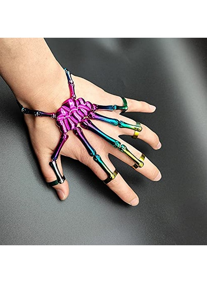 سيثر سوار هيكل معدني إكسسوارات الهالوين سوار إصبع قوطي على شكل مخلب شبح جمجمة أصابع للحفلات (ملون) - Image 3