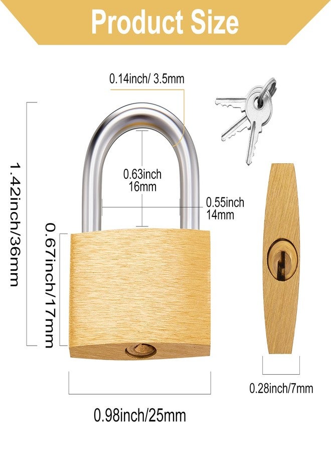 Kenning 16 Pcs Solid Keyed Alike Padlocks 0.98" Solid Brass Padlock with Key Weatherproof Luggage Locks Suitcase Lock Wide Body with Hardened Steel Shackle for Sheds, Storage Unit, Gym Fence - Image 2