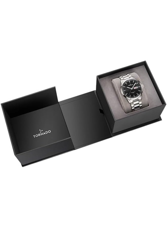 TORNADO SPECTRA Men's Miyota 2305 Movement Watch, Analog Display and Solid Stainless Steel Bracelet Strap - T23001-SBSB, Silver - Image 4