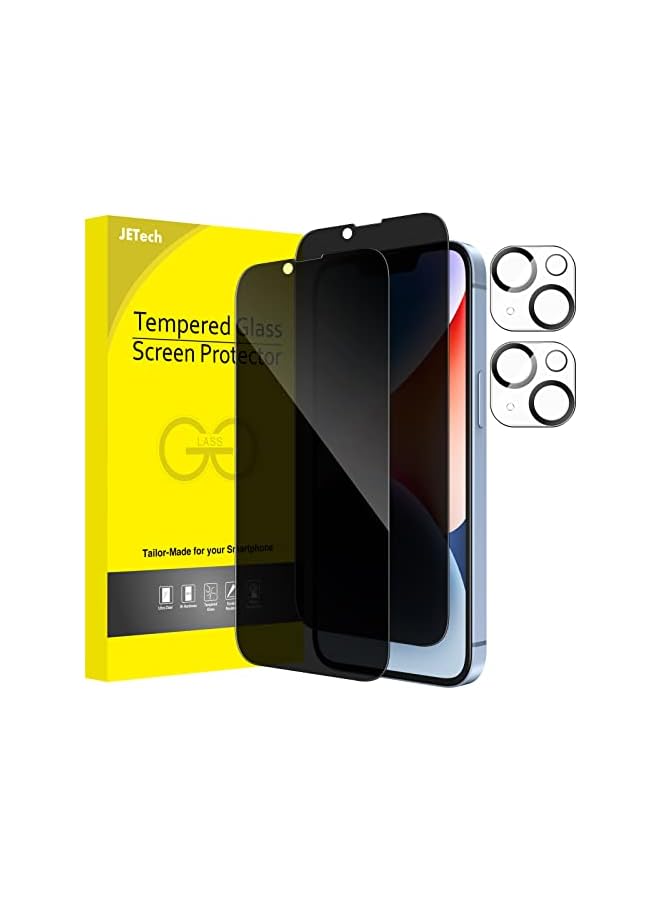 JETech Privacy Full Coverage Screen Protector for iPhone 14 6.1-Inch with Camera Lens Protector, Anti-Spy Tempered Glass Film, 2-Pack Each - Image 1
