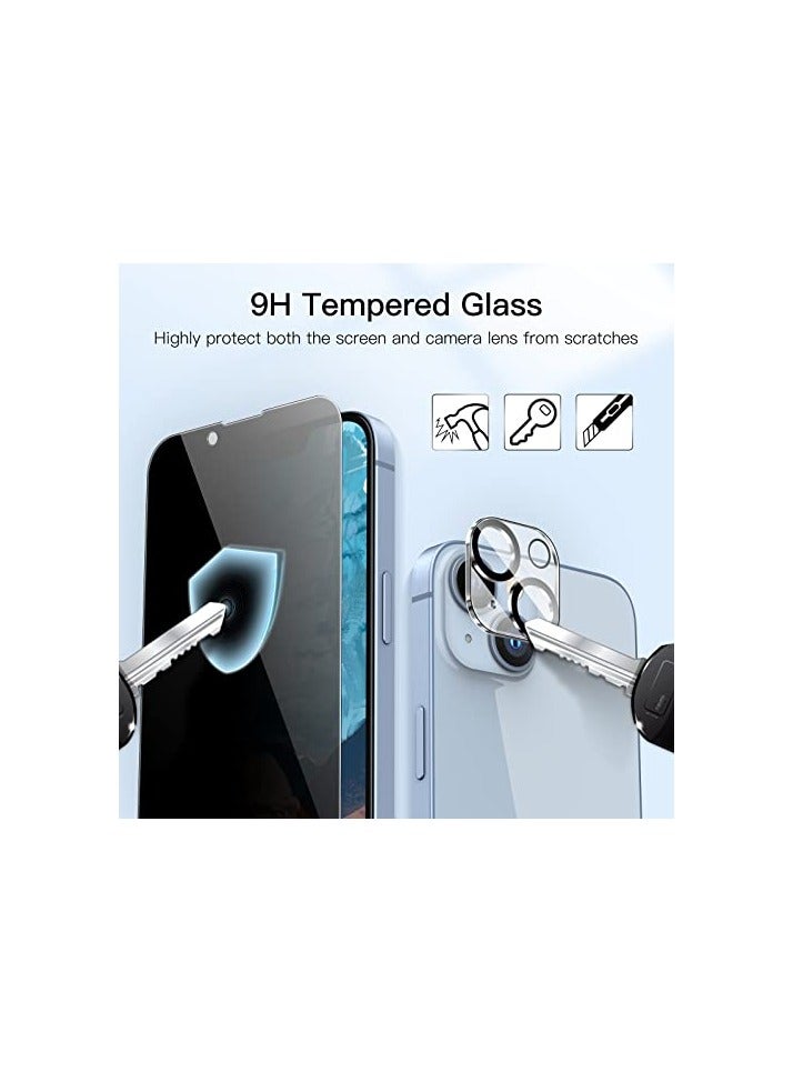 JETech Privacy Full Coverage Screen Protector for iPhone 14 6.1-Inch with Camera Lens Protector, Anti-Spy Tempered Glass Film, 2-Pack Each - Image 4