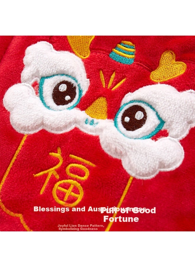 Babyprints Babyprints Chinese Style Lion Dance Shoulder Wrap For Baby Boys Girls New Year's Clothing Sleeveless Vest Coat Warm Waistcoat Festive Lion Dance Costume New Year Outfit Vest Luck 80 - Image 4