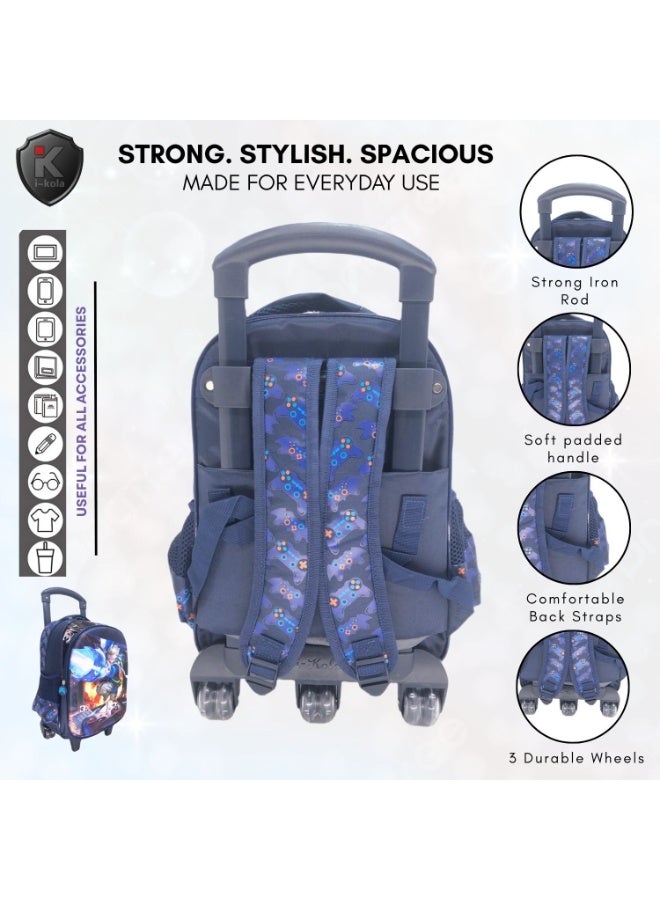 i-kola Games 15T3 15-Inch 3D 3PC Kids Trolley Set | Rolling School Bag with Spill-Proof Lunch Bag & Pencil Case | Wheeled School Luggage for Boys & Girls (IK304-15T3) - Image 5