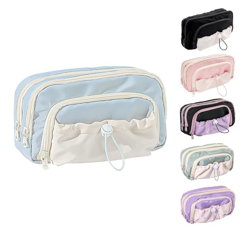 Hexwell Pencil Cases Large Capacity Pencil Bag Pouch Holder Box for Girls Kids Office Students Organizer School Stationery Supplies (Blue) - Image 1