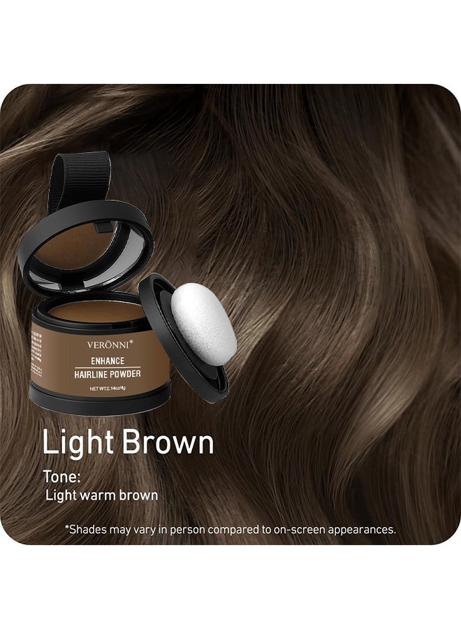 VERONNI Hairline Powder Root Touch Up Hair Color, Hairline Shadow Powder, Hairline Powder Instantly Conceals, Instant Volume And Scalp Coverage For Thinning Hair, Fast And Full Care, 100% Water Sweat Resistant (Light Brown) - Image 2