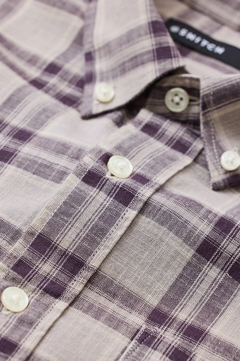 SNITCH Grey Checkered Long Sleeve Slim Fit Shirt