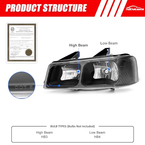 ADCARLIGHTS Headlights Compatible with Chevy Express 2003-2024 GMC Savana 1500 2500 3500 4500 Clear Lens Black Housing Clear Corner Headlamp Replacement - Image 2