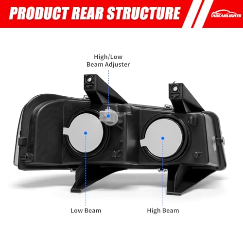 ADCARLIGHTS Headlights Compatible with Chevy Express 2003-2024 GMC Savana 1500 2500 3500 4500 Clear Lens Black Housing Clear Corner Headlamp Replacement - Image 3