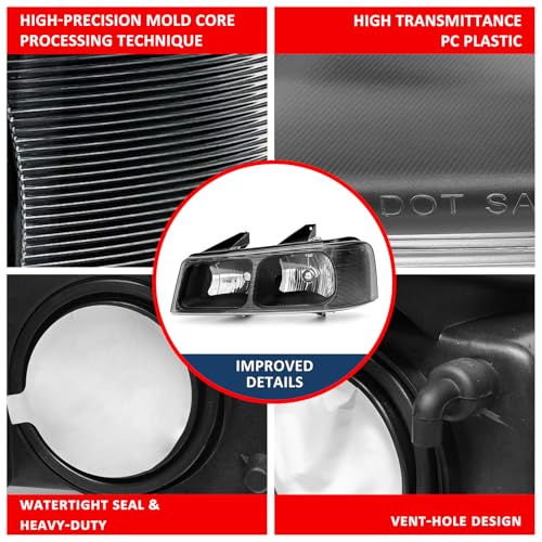 ADCARLIGHTS Headlights Compatible with Chevy Express 2003-2024 GMC Savana 1500 2500 3500 4500 Clear Lens Black Housing Clear Corner Headlamp Replacement - Image 5
