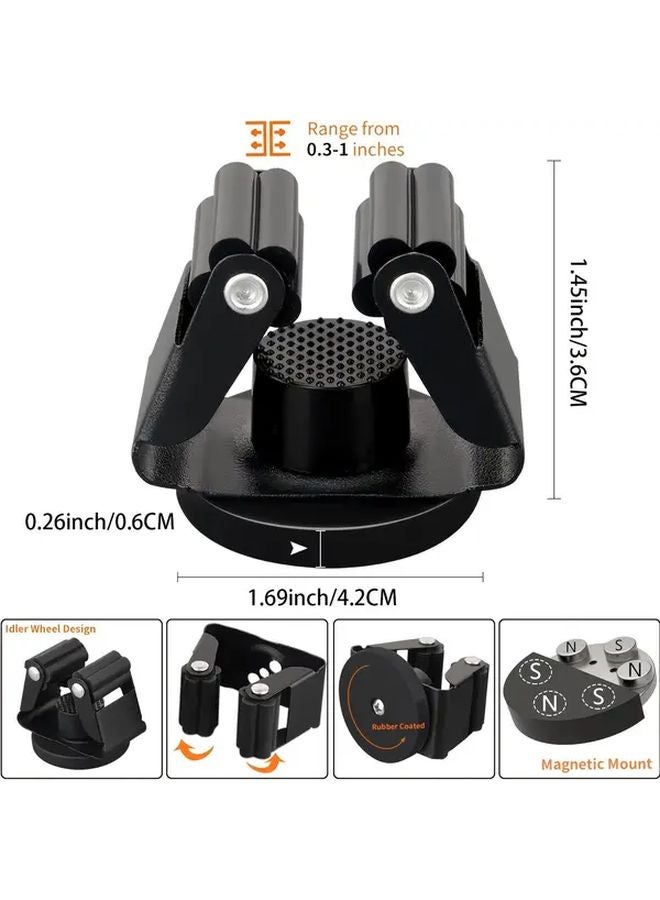 4 قطع ممسحة مغناطيسية متينة حامل ممسحة مثبت على الحائط أسود بدون مسامير تركيب سهل - Image 3