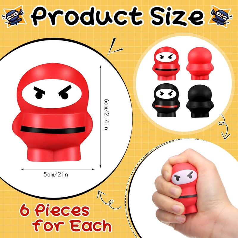 Jerify 12 Pieces Ninja Stress Balls Ninja Party Favors Warriors Fighters Figures Stress Toys Soft Funny Slow Rising Toys for Birthday Party Favors Supplies - Image 3