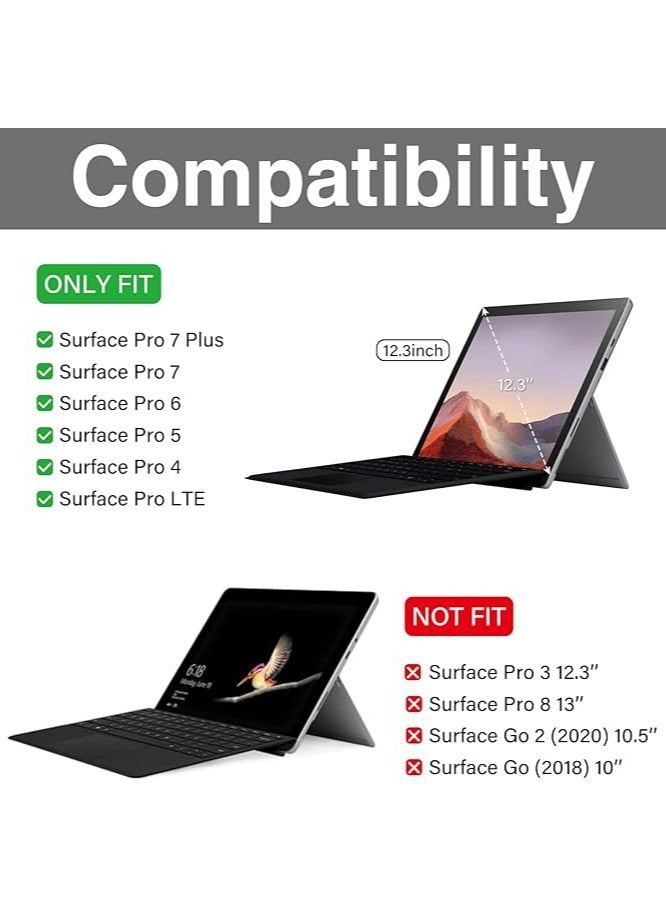 erorex Case for 12.3" Microsoft Surface Pro 7 Plus/Pro 7/Pro 6/Pro 5/Pro 2017/Pro 4/Pro LTE, Slim Light Smart Cover Stand Case with Built-in Surface Pen Holder-Black - Image 2