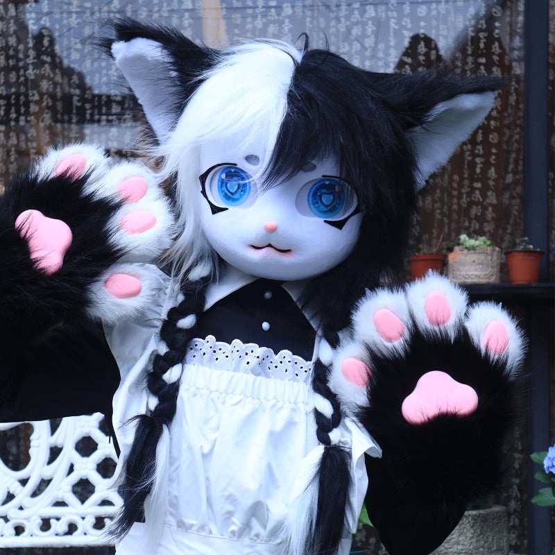 hbbhml Animal Cat Head Mask Fursuit Cute Plush Anime Masks for Halloween Masquerade Cosplay Costume Accessory - Image 2