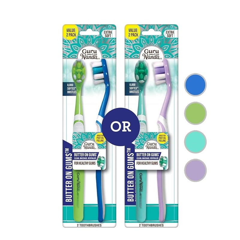GuruNanda Butter on Gums Toothbrush with Extra Soft Bristles for Sensitive Gums Soft Toothbrush for Kids  Adults 2 ct Pack of 2 - Image 2
