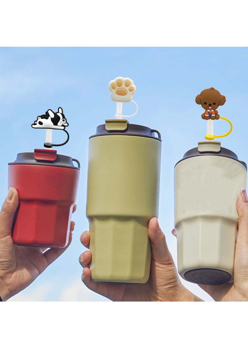 Excefore أغطية شفاطات أغطية، 8 قطع غطاء شفاط لكوب ستانلي، أغطية شفاطات سيليكون قابلة لإعادة الاستخدام متوافقة، لمستلزمات أكواب ستانلي (0.4 بوصة، كلب) - Image 3