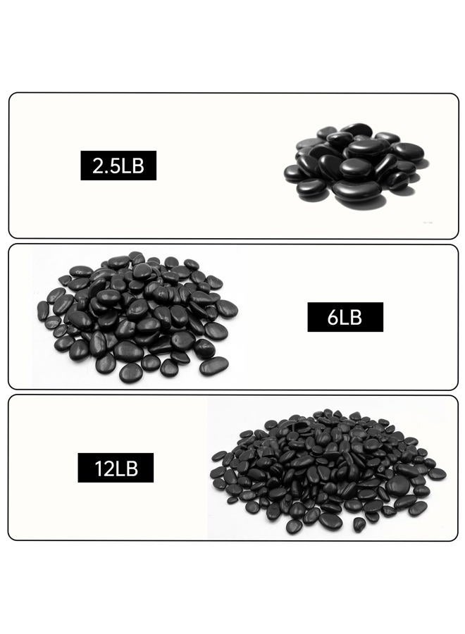 RITOLLO 6 Pound River Rocks, Decorative Black Pebbles for Indoor Plants, 0.5-1 Inch Garden Landscaping Stones, Home Decor, Natural Gravel Filler for Vase, Fish Tank, Aquariums - Image 2
