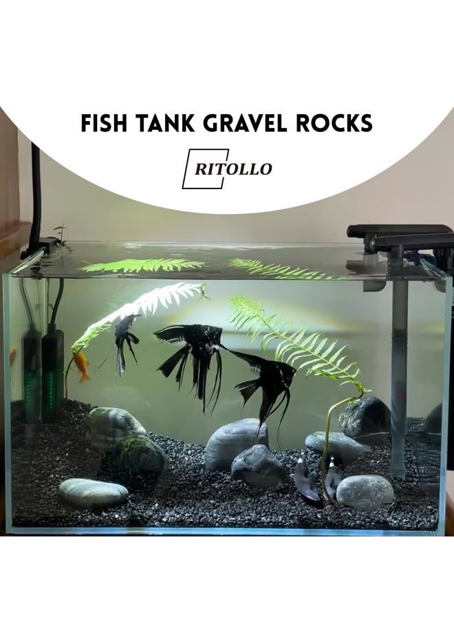 RITOLLO 6 Pound River Rocks, Decorative Black Pebbles for Indoor Plants, 0.5-1 Inch Garden Landscaping Stones, Home Decor, Natural Gravel Filler for Vase, Fish Tank, Aquariums - Image 5