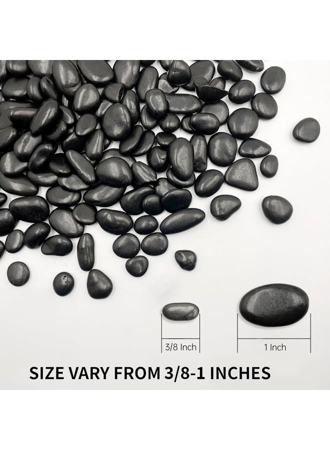 RITOLLO 6 Pound River Rocks, Decorative Black Pebbles for Indoor Plants, 0.5-1 Inch Garden Landscaping Stones, Home Decor, Natural Gravel Filler for Vase, Fish Tank, Aquariums - Image 3