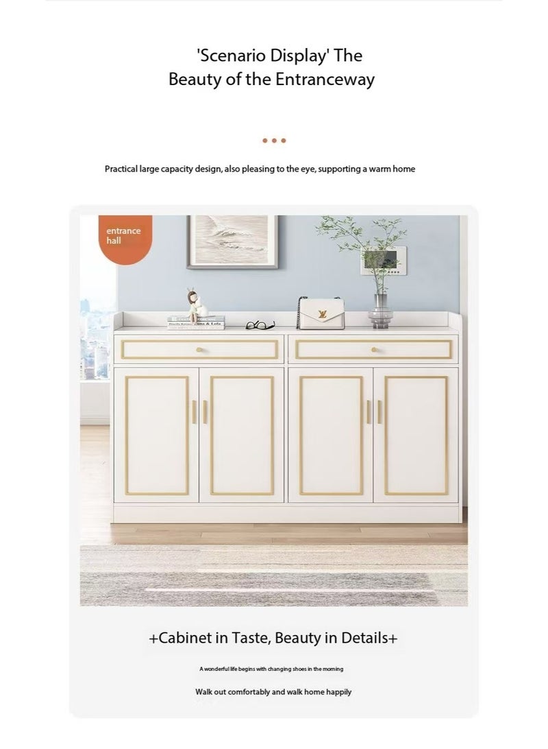  CityRiya-Long حذاء مجلس الوزراء حذاء رف 4 أبواب 2 درجات ، سعة كبيرة متعددة الوظائف الحديثة الخشب مستقلة تخزين الأحذية لغرفة النوم غرفة المعيشة مدخل (XG026) - Image 3