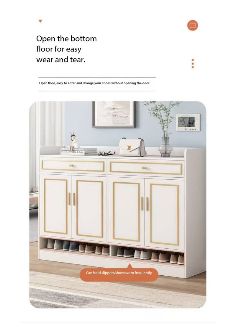  CityRiya-Long حذاء مجلس الوزراء حذاء رف 4 أبواب 2 درجات ، سعة كبيرة متعددة الوظائف الحديثة الخشب مستقلة تخزين الأحذية لغرفة النوم غرفة المعيشة مدخل (XG026) - Image 5