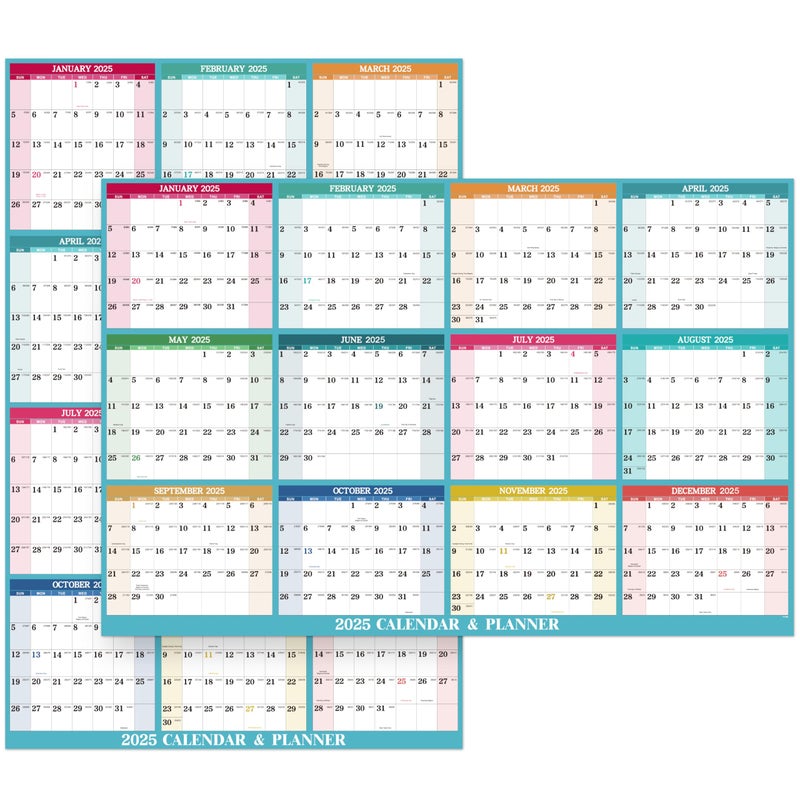 MaaIbok 2025 Yearly Wall Calendar - Dry Erase Calendar 2025, Jan. 2025 - Dec. 2025, 34.8'' × 22.8'', 2-Sided Erasable Calendar with 8 Round Stickers - Image 1