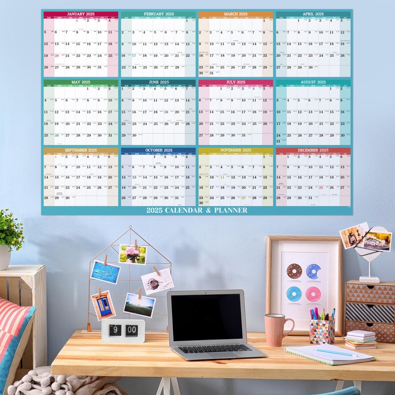 MaaIbok 2025 Yearly Wall Calendar - Dry Erase Calendar 2025, Jan. 2025 - Dec. 2025, 34.8'' × 22.8'', 2-Sided Erasable Calendar with 8 Round Stickers - Image 2