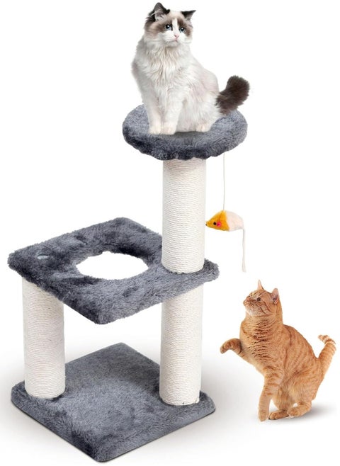 SKY-TOUCH Cat Tree Tower，Cat Condo with Sisal Scratching Post,circular rest activity center Cat Climbing Tree，Sisal Posts, and Rest Place for Indoor Cat（45×45×20cm）