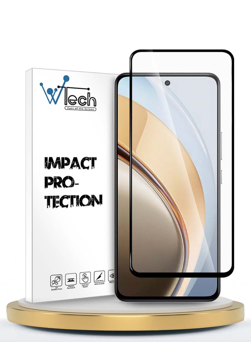 Wtech vivo V40 Lite (IDN) 5G 2024 Premium E2E Series Full Glue Full Cover Tempered Glass Screen Protector - Clear/Black - Image 1
