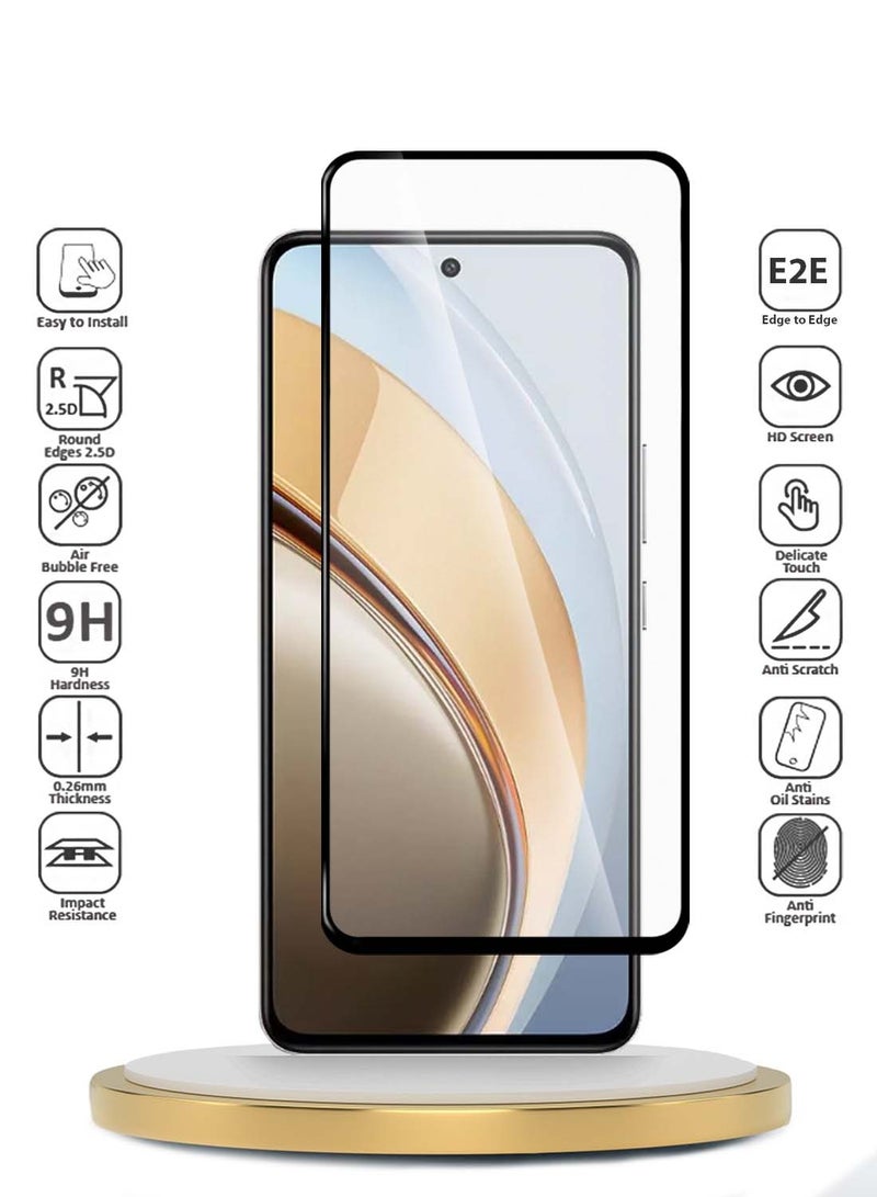 Wtech vivo V40 Lite (IDN) 5G 2024 Premium E2E Series Full Glue Full Cover Tempered Glass Screen Protector - Clear/Black - Image 2