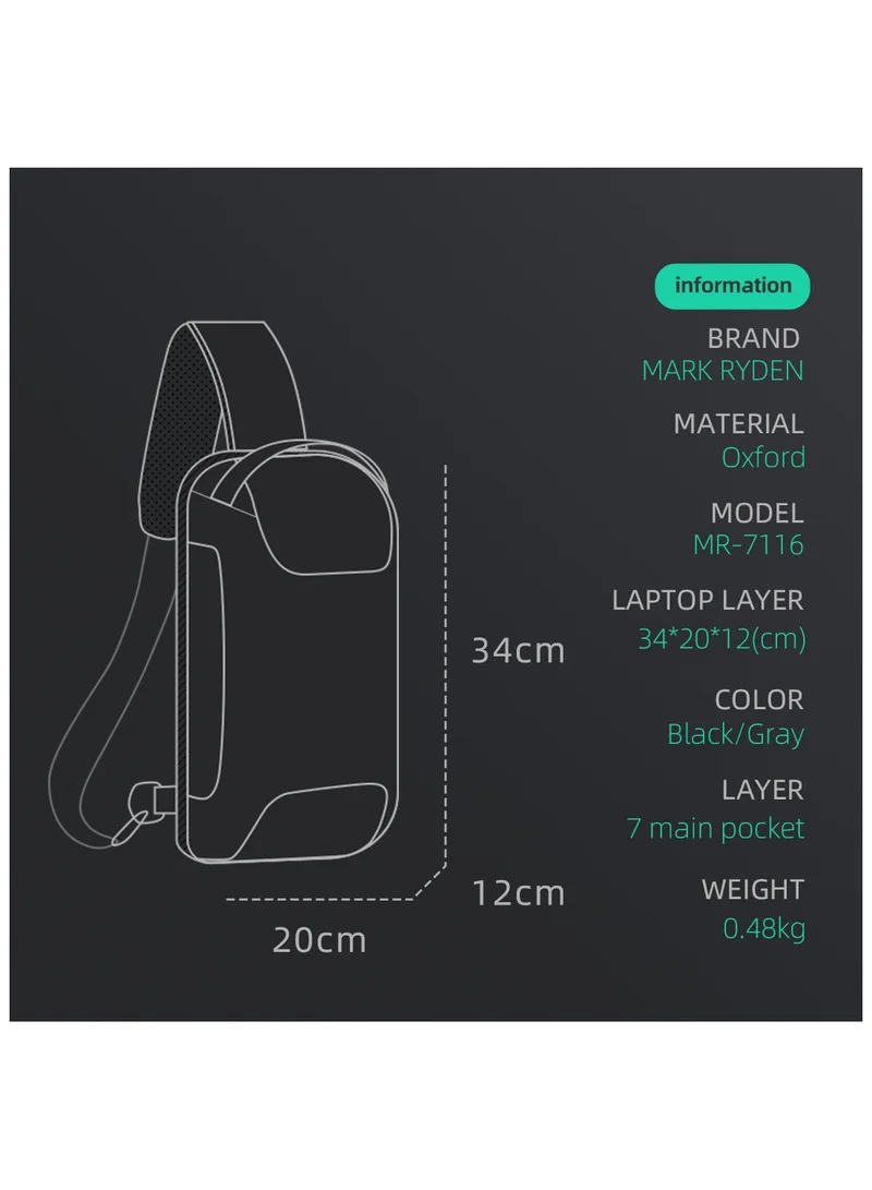 MARK RYDEN Mark Ryden 7116 Anti-theft Water-Resistant Fit for 9.7" ipad Crossbody Bag