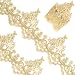 Winsyison 1 Yards Gold Metallic Venice Lace Trim 551 Inch Wide Sequin Embroidery Venice Lace Trim Ribbon Flower Metallic Ribbon Applique Embellishments for Sewing Wedding Clothes Cake Decoration - Image 2