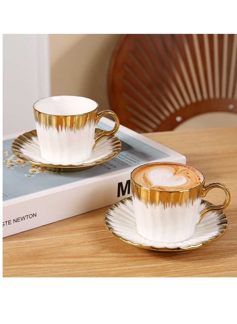 الواحة-TH 6 مجموعات من فناجين القهوة التركية الفاخرة المصنوعة من البورسلين بتصميم أنيق، طقم فناجين إسبريسو عصري، فناجين شاي عربية بوتيك، فنجان قهوة عربية - Image 2