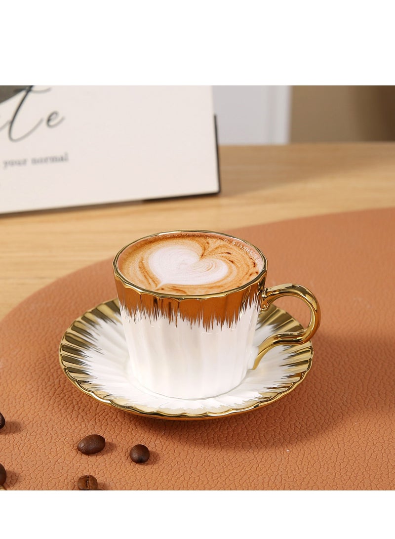 الواحة-TH 6 مجموعات من فناجين القهوة التركية الفاخرة المصنوعة من البورسلين بتصميم أنيق، طقم فناجين إسبريسو عصري، فناجين شاي عربية بوتيك، فنجان قهوة عربية - Image 4