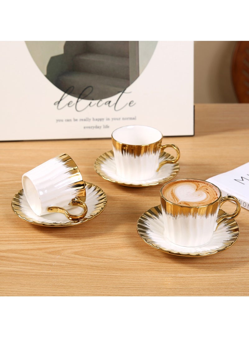 الواحة-TH 6 مجموعات من فناجين القهوة التركية الفاخرة المصنوعة من البورسلين بتصميم أنيق، طقم فناجين إسبريسو عصري، فناجين شاي عربية بوتيك، فنجان قهوة عربية - Image 3