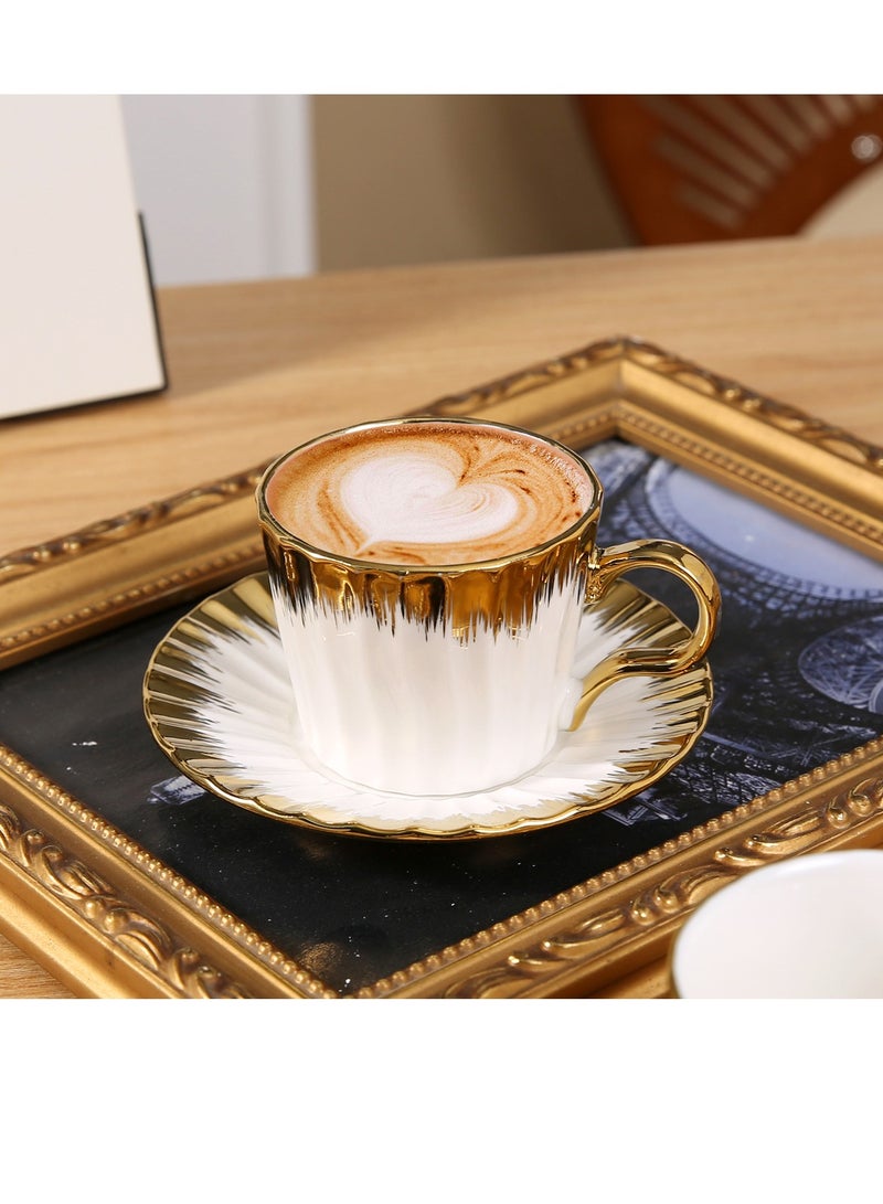 الواحة-TH 6 مجموعات من فناجين القهوة التركية الفاخرة المصنوعة من البورسلين بتصميم أنيق، طقم فناجين إسبريسو عصري، فناجين شاي عربية بوتيك، فنجان قهوة عربية - Image 5