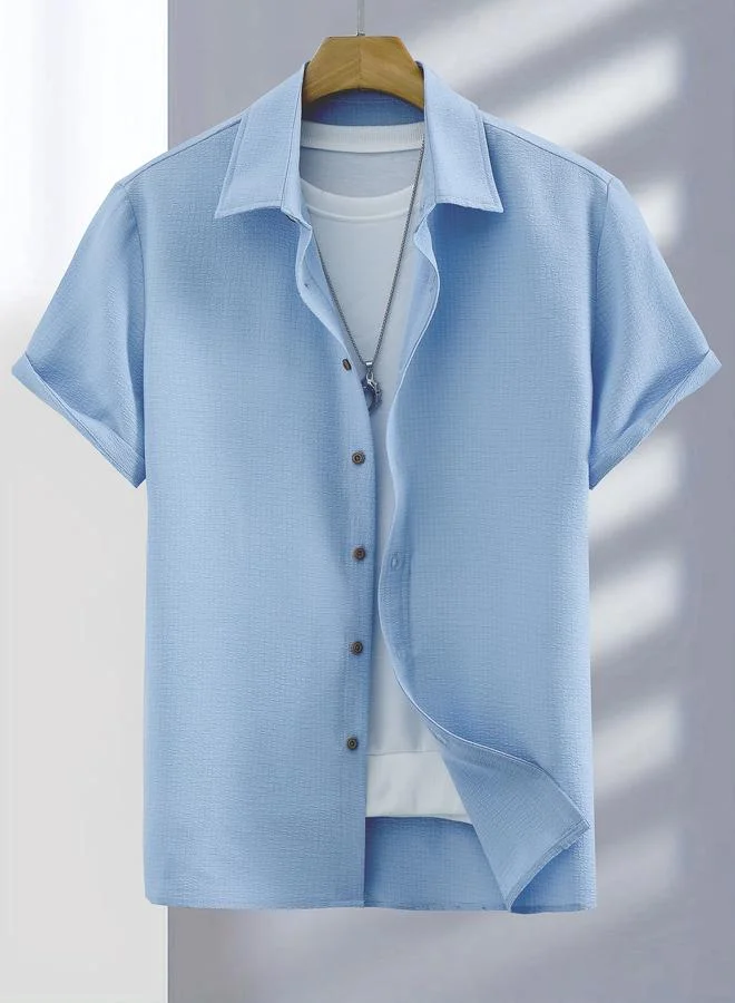 تايك تو Men Plus Size Textured Short Sleeve Shirt