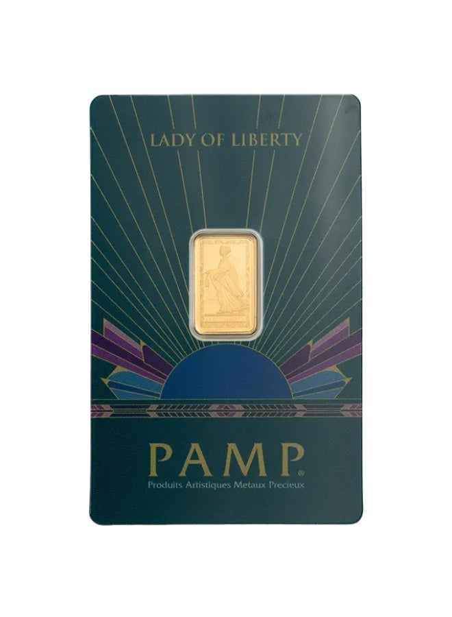 بامب سبيكة ذهب مسكوكة بوزن 2.5 غرام من PAMP بتصميم "سيدة الحرية" (Lady of Liberty) - Image 1